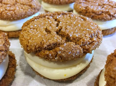 Spelt Ginger Molasses Sandwich Cookies With Lemon Cream Sugar And Spice