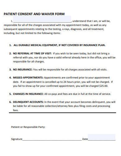 Sample Waiver Of Consent Form