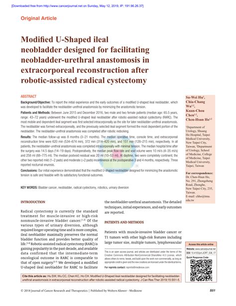 Pdf Modified U Shaped Ileal Neobladder Designed For Facilitating