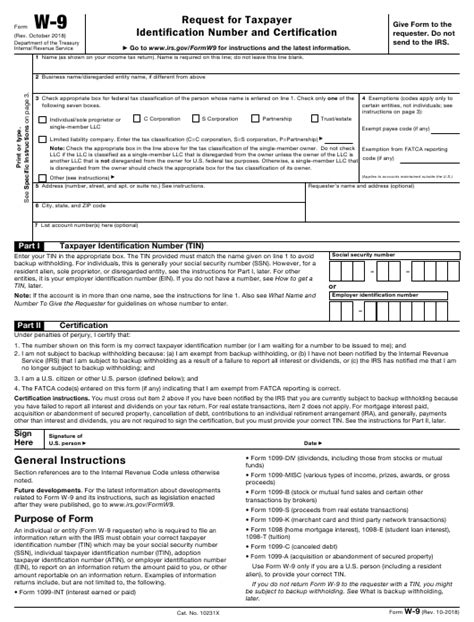 Irs Form W 9 Download Fillable Pdf Or Fill Online Request For Taxpayer