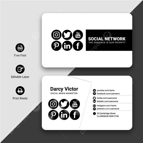 Social Media Business Card Home Design Ideas