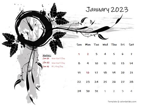 2023 Monthly Calendar Design Template Free Printable Templates