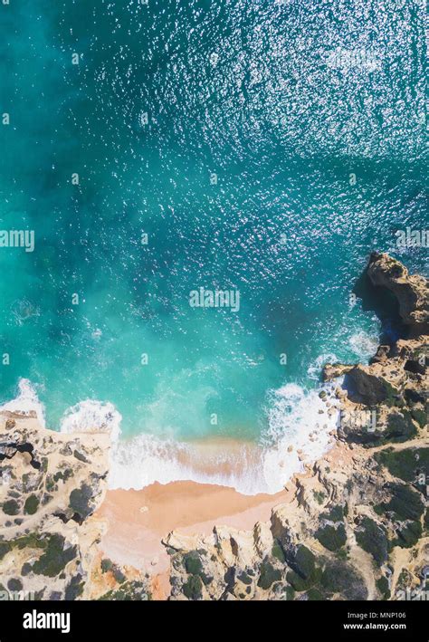 Aerial View Of Tropical Sandy Beach And Ocean With Turquoise Water