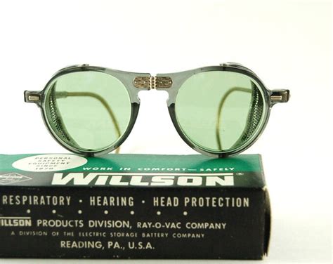 Vintage Willson Safety Glasses Mid Century Hinged Retro Etsy