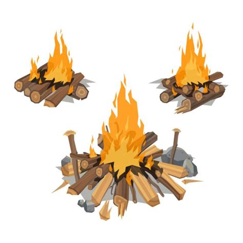 Bonfires Isolated Vector Illustration Stock Vector Image By