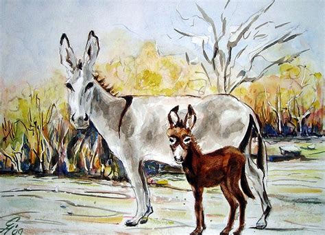Wild Donkeys Painting By Gary Hodgkins Fine Art America