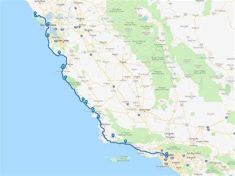 Pacific Coast Highway Trip Planner Map Draw A Topographic Map