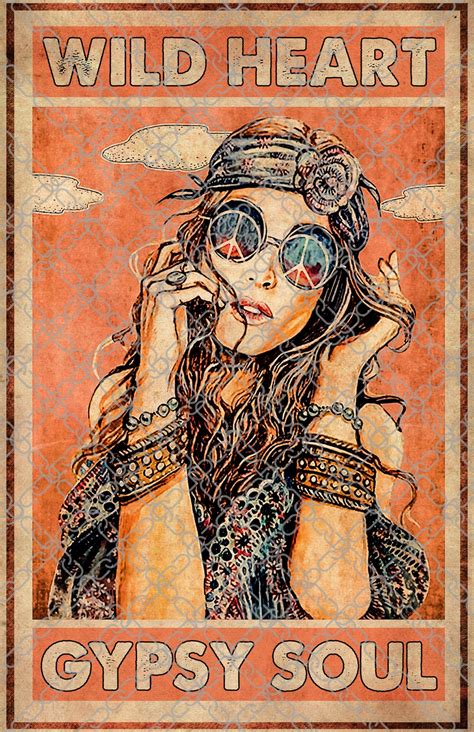 wild heart gypsy soul poster hippie wall art boho poster etsy