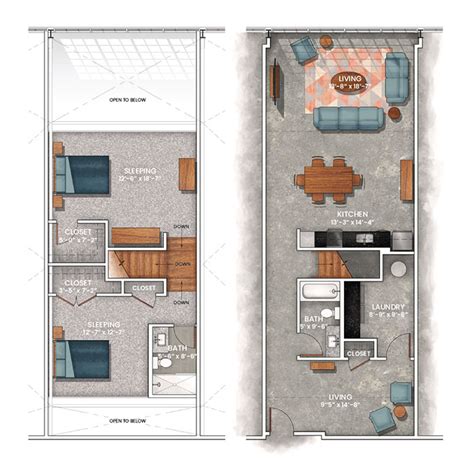 2 Bedroom Loft Apartment Floor Plans