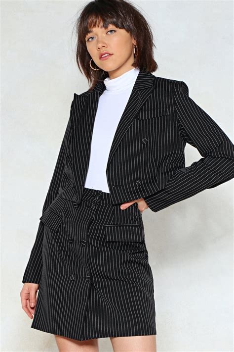 mix business with pleasure cropped blazer and mini skirt set nasty gal