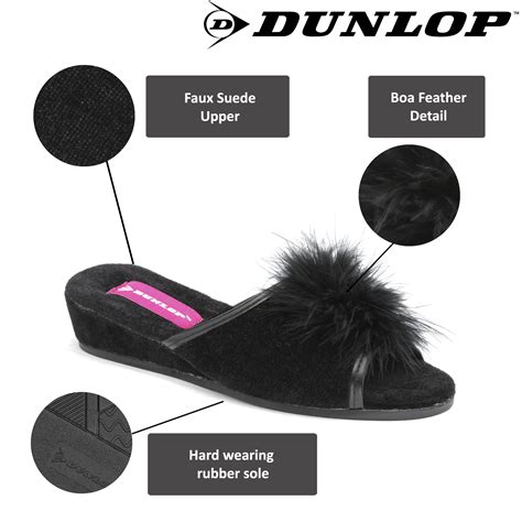 dunlop ladies womens slippers sexy wedge heel mules feather peep toe sizes 3 8 ebay