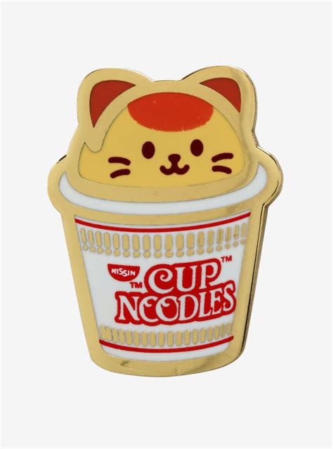Anirollz X Cup Noodle Kittiroll Enamel Pin Boxlunch Enamel Pins Cup Noodles Cat Enamel Pin