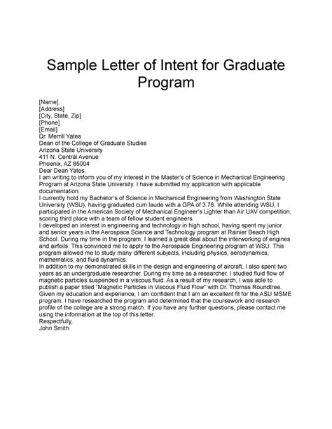 236691884 Sample Letter Of Intent For Graduate Program Sample Letter
