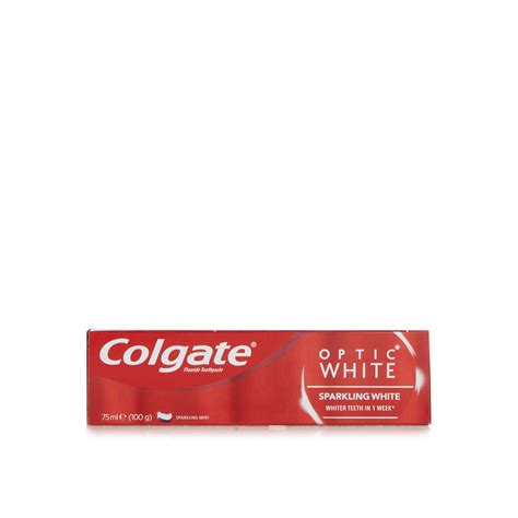 This unique formula colgate toothpaste features the same whitening ingredient as strips, hydrogen peroxide. Colgate Optic White toothpaste 75ml - Waitrose UAE & Partners