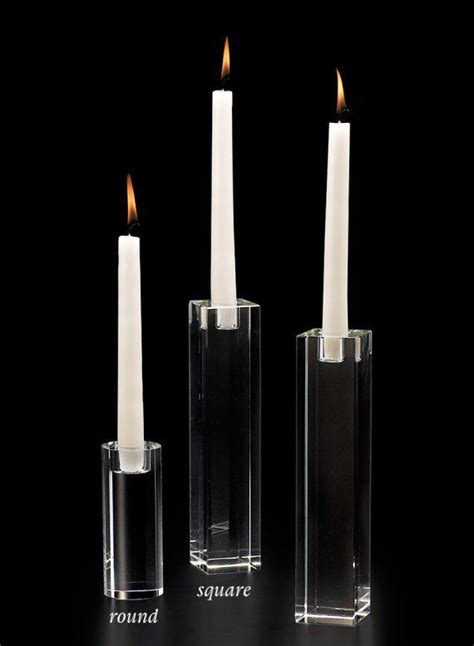 9in Square Crystal Block Taper Candle Holder Taper Candle Holders Modern Candle Holders