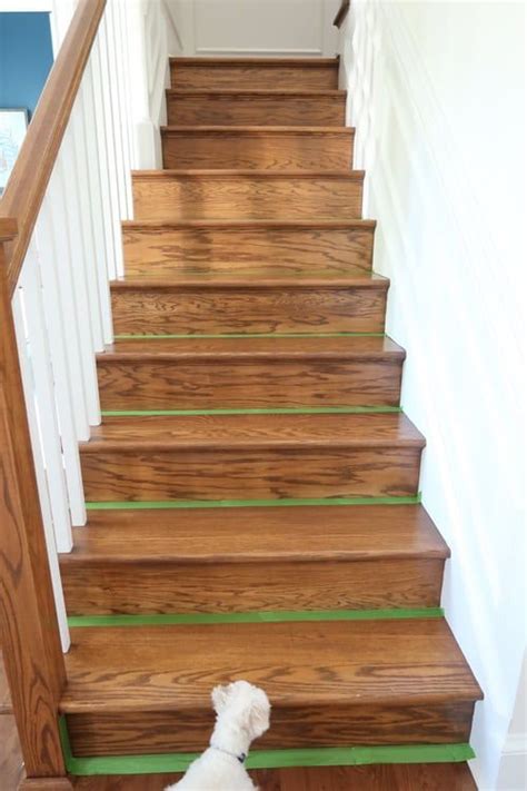 How To Prep And Paint Stained Stairs White Painted Stair Risers Diy