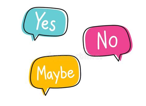 yes no maybe handwritten lettering illustration black vector text in blue yellow and pink