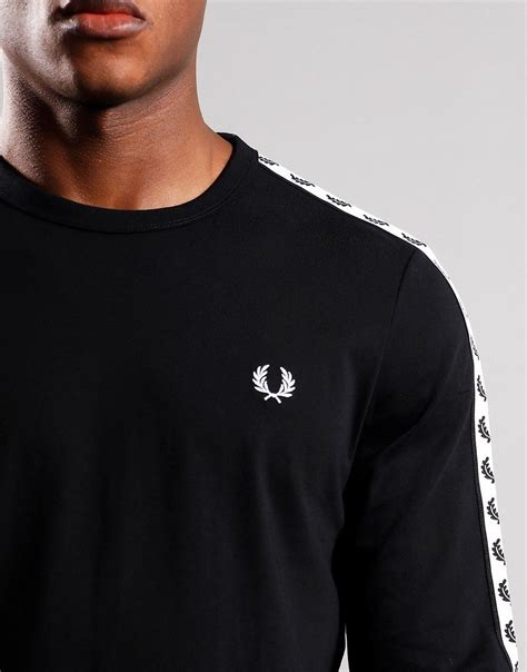 Fred Perry Long Sleeved Taped T Shirt Black Terraces Menswear