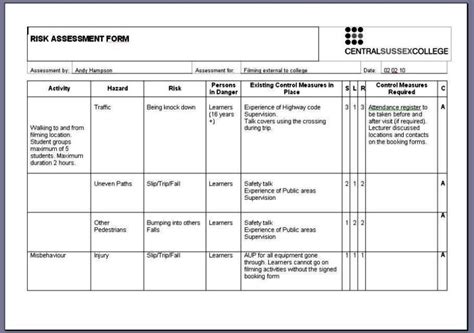 coshh assessment template sampletemplatess