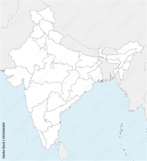 Vector Blank Map Of India With States And Territories And