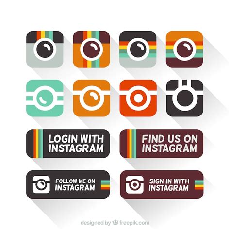 Instagram Icons In Flat Design Vector Free Download