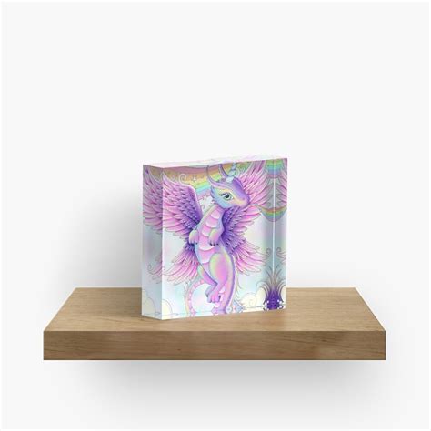 Rainbow Breathing Unidragon Unicorn And Dragon Hybrid Acrylic Block