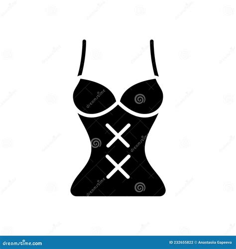 Female Corset Glyph Icon Sexual Lingerie Sex Shop Clothes Black Filled Symbol Isolated