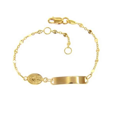 18ct Yellow Gold Baby Id Bracelet With Religious Medal Cerrone