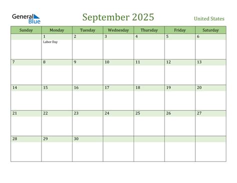 September 2025 Calendar With United States Holidays