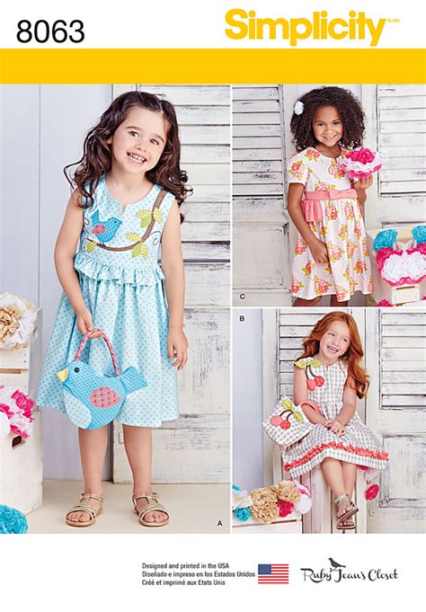 Simplicity 8063 Childrens Spring Dresses With Purses