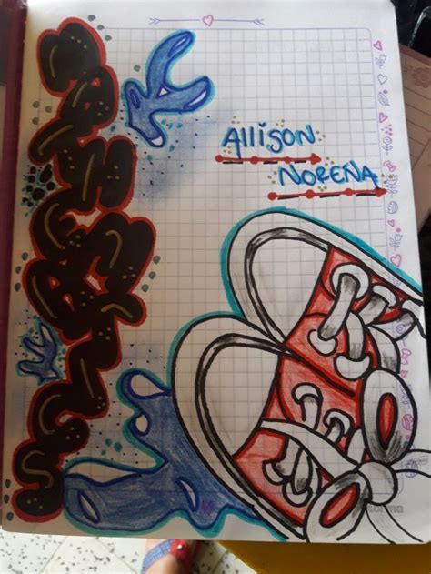 An Open Notebook With Graffiti Written On It And The Words Allison Noenna