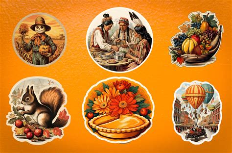 Vintage Thanksgiving Stickers Retro Thanksgiving Stickers Journal