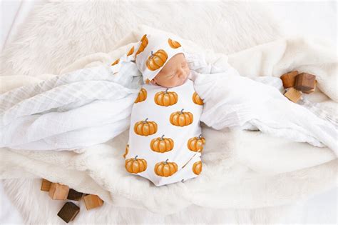 Pumpkin Swaddle Blanket Baby Boy Girl Take Home Outfit Gender Etsy