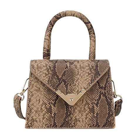 Shoulder Handbags Women Snake Print Flap Pu Leather Crossbody Bags