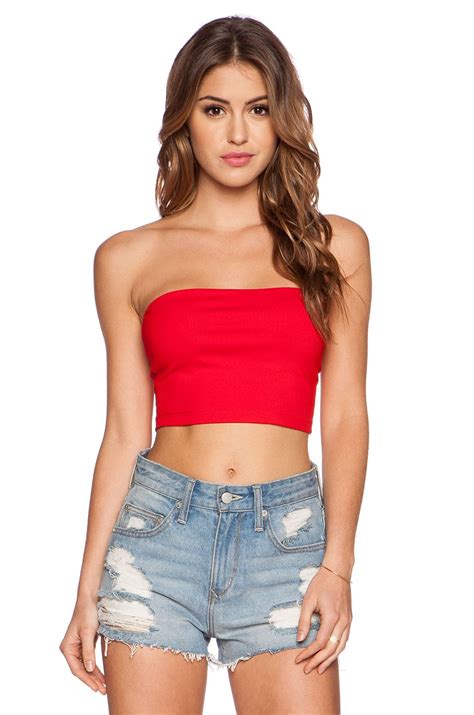 Susana Monaco Tube Crop Top In Perfect Red From Revolve Com Top Summer Outfits Tube Top