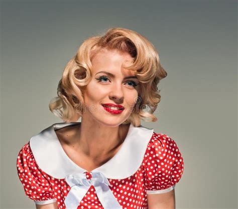 Portrait Retro Blonde Pinup Woman Stock Photo Image Of Girl Fifties