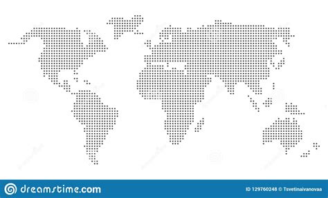 Pixel Dots Vector World Map In Grey Stock Vector Illustration Of