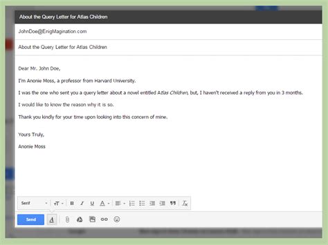 In as much as we have published this piece of query letter sample to help office staff to answer & reply query letters from their bosses, we also advise every. How to Write a Query Letter: 15 Steps (with Pictures ...