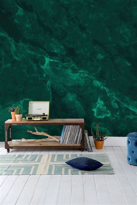 emerald green abstract wallpaper  adhesive peel  etsy abstract wallpaper wall