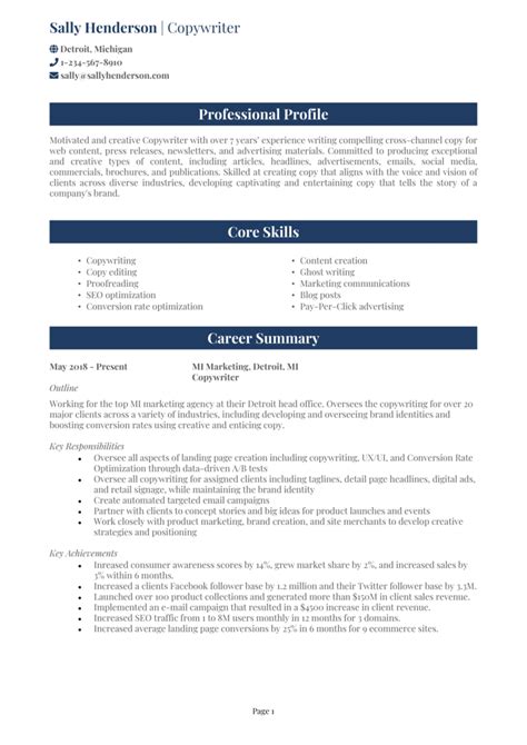 Copywriter Resume Example Guide Get The Best Jobs