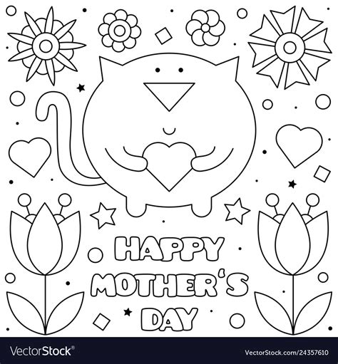Download this coloring page for free, paint it and give it to your mother! Happy mothers day coloring page Royalty Free Vector Image