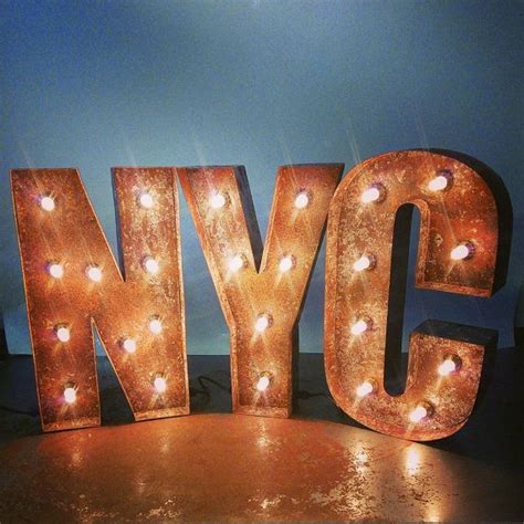 20 50cm Nyc Letter Lights Rusted Steel Made In Great Etsy Light
