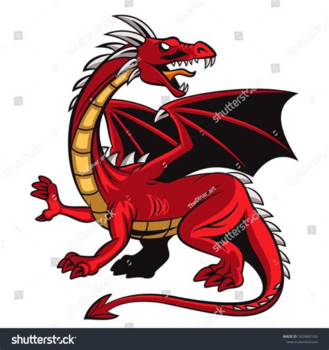 Cartoon Angry Red Dragon Mascot Stock Vector Royalty Free 1624667242