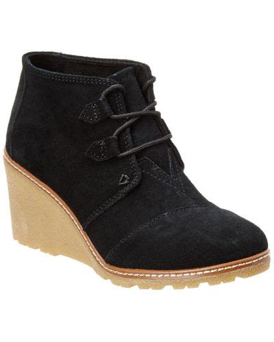 Toms Suede Desert Wedge Bootie In Black Lyst