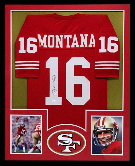 Joe Montana Signed 49ers 34x42 Custom Framed Jersey Jsa Coa