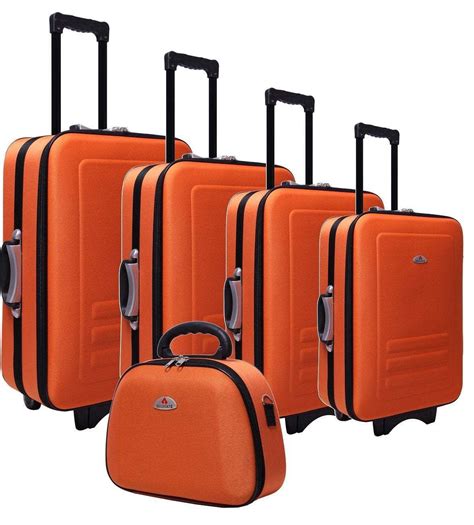 5pc Suitcase Trolley Travel Bag Luggage Set Orange In 2021 Luggage