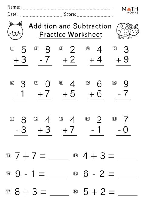 Grade 1 Addition And Subtraction Worksheets
