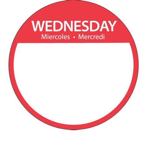 Redwhite Day Of The Week Labels Tri Lingual Wednesday 3dia