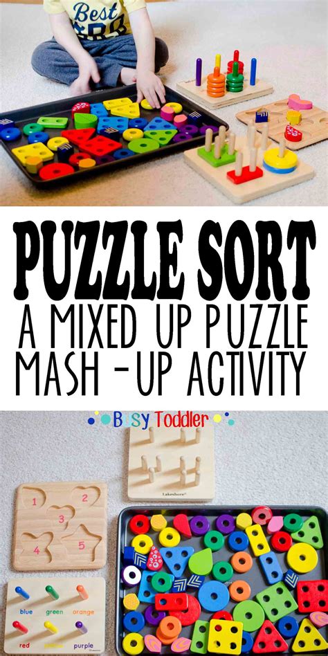 In order to adapt to the evolving environment around us the child is now able to solve problems using mental strategies, to remember something heard days before and repeat it, to engage in pretend play. Puzzle Sort | Kids learning activities, Busy toddler