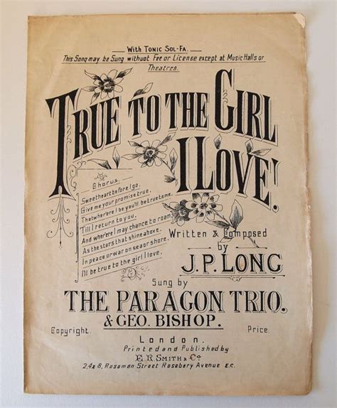 True To The Girl I Love Vintage Sheet Music By Thevintagepaperco
